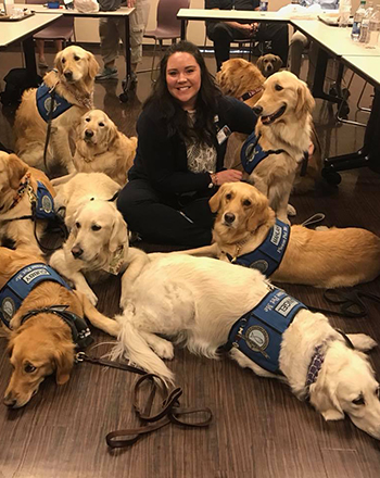 Comfort dogs brought smiles to everyone they met at Sunrise.