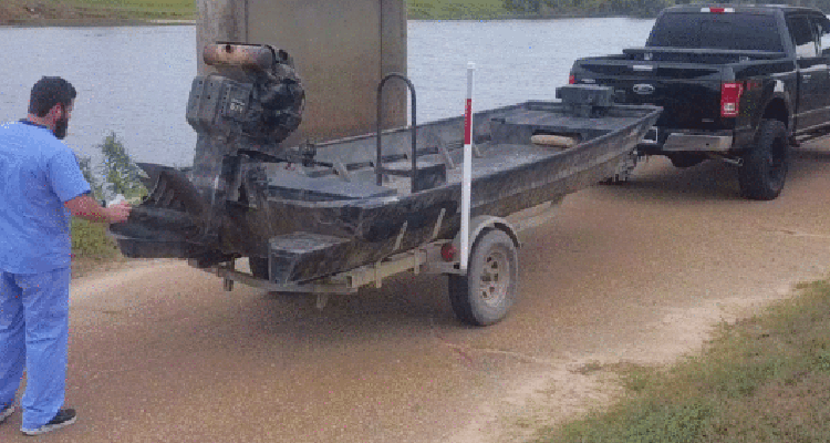 Taylor Moore with his boat