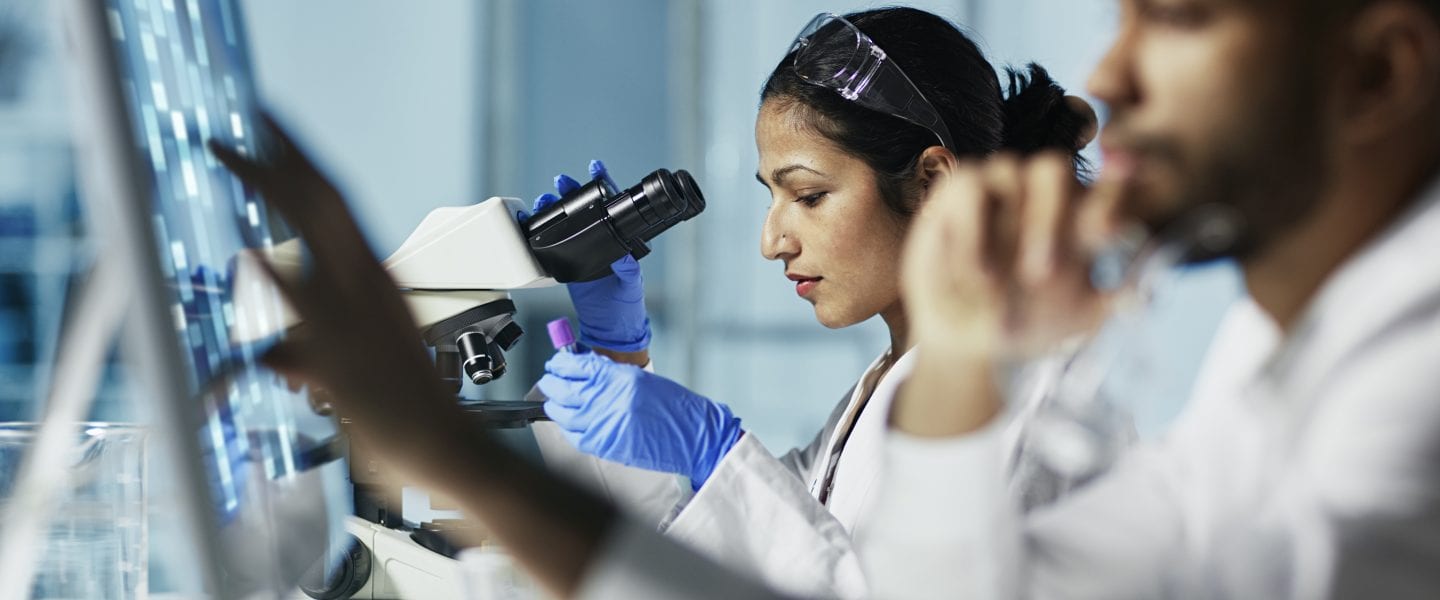 Working in lab