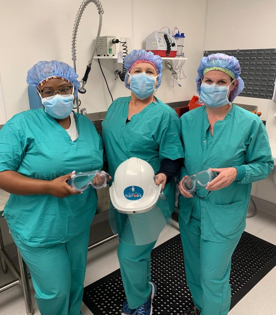 Lisa Jones, CST surgical first assistant, and Terry Fehn and Kelsey Bolar, certified surgical technologists, Lakeview Regional Medical Center, Covington, La.