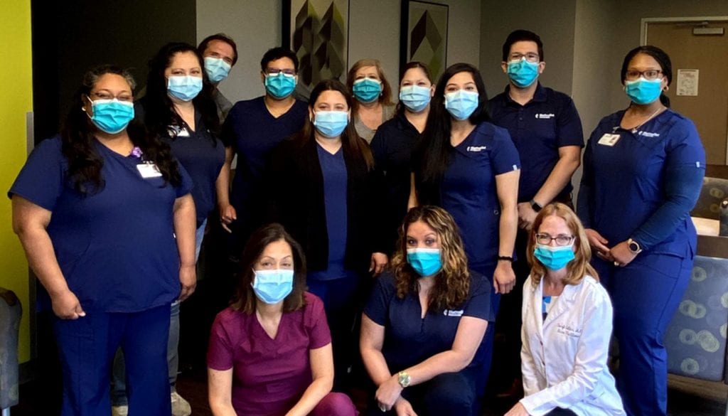Pictured: Maria Lucio, Medical Assistant; Jessica Morales, Medical Office Specialist; Manuel Vogt, DO, Physician; Belle Soto, Medical Office Specialist; Dina Goytia-Leos, MD, Physician; Diana Alegria, Medical Assistant; Charlotte Lewis, Phlebotomist; Sandra Garcia, Medical Office Coordinator; Liz Mendoza, Medical Office Specialist; Donna Gonzalez, Medical Office Specialist; Roxy Rangel, Medical Assistant; Jonathan Moreno, Practice Manager; Cheryl Collins, MSN, ANP-BC, FNP-C, Nurse Practitioner; LaJerrica Vann, Medical Assistant