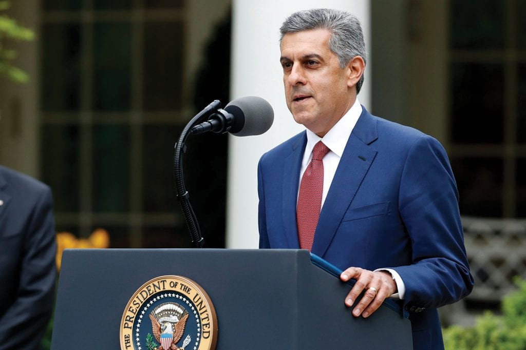 HCA Healthcare CEO Sam Hazen took part in a White House briefing with President Trump on April 14 to announce the launch of the Dynamic Ventilator Reserve.